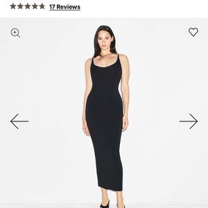 NWT BLACK SKIMS SMOOTH LOUNGE SKIMPY SCOOP NECK LONG DRESS Sz S